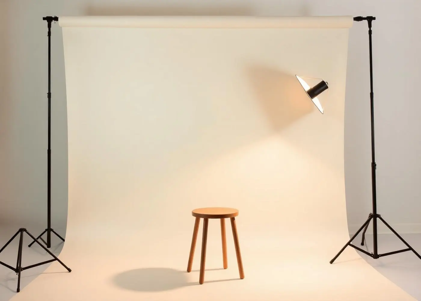 Set fotografico minimale con fondale avorio